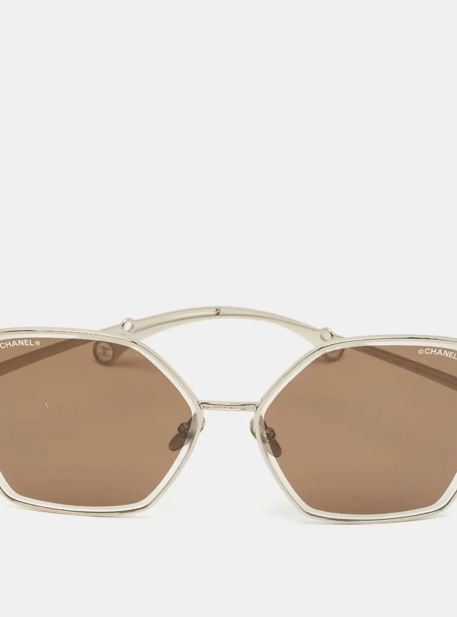 Chanel Brown/Silver Tone 4262 Pearl Chain Butterfly Sunglasses