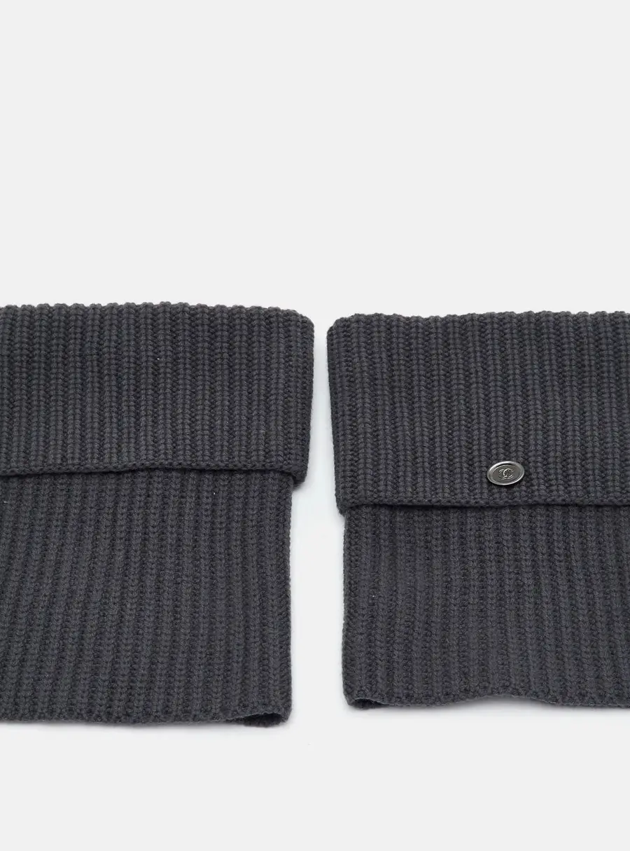 Chanel Grey Wool & Cashmere Knit Leg Warmers
