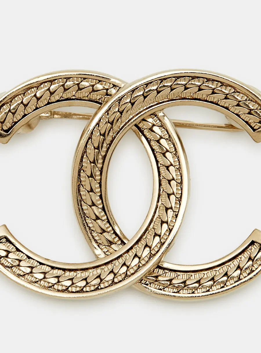 Chanel CC Gold Tone Brooch