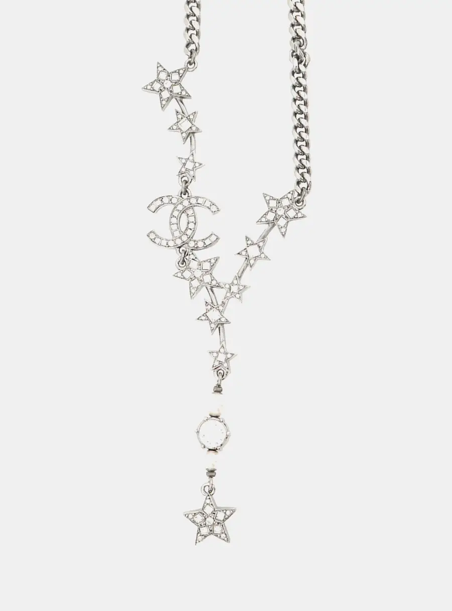 Chanel Star Motif Necklace Silver Gold Plated