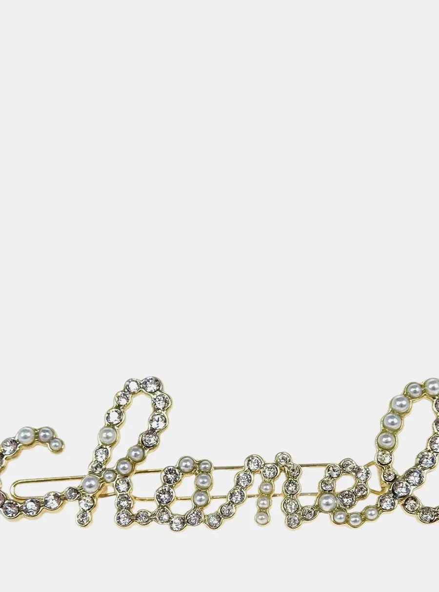 Chanel Swirling Pearls Crystal Gold Tone Metal Hair Clip