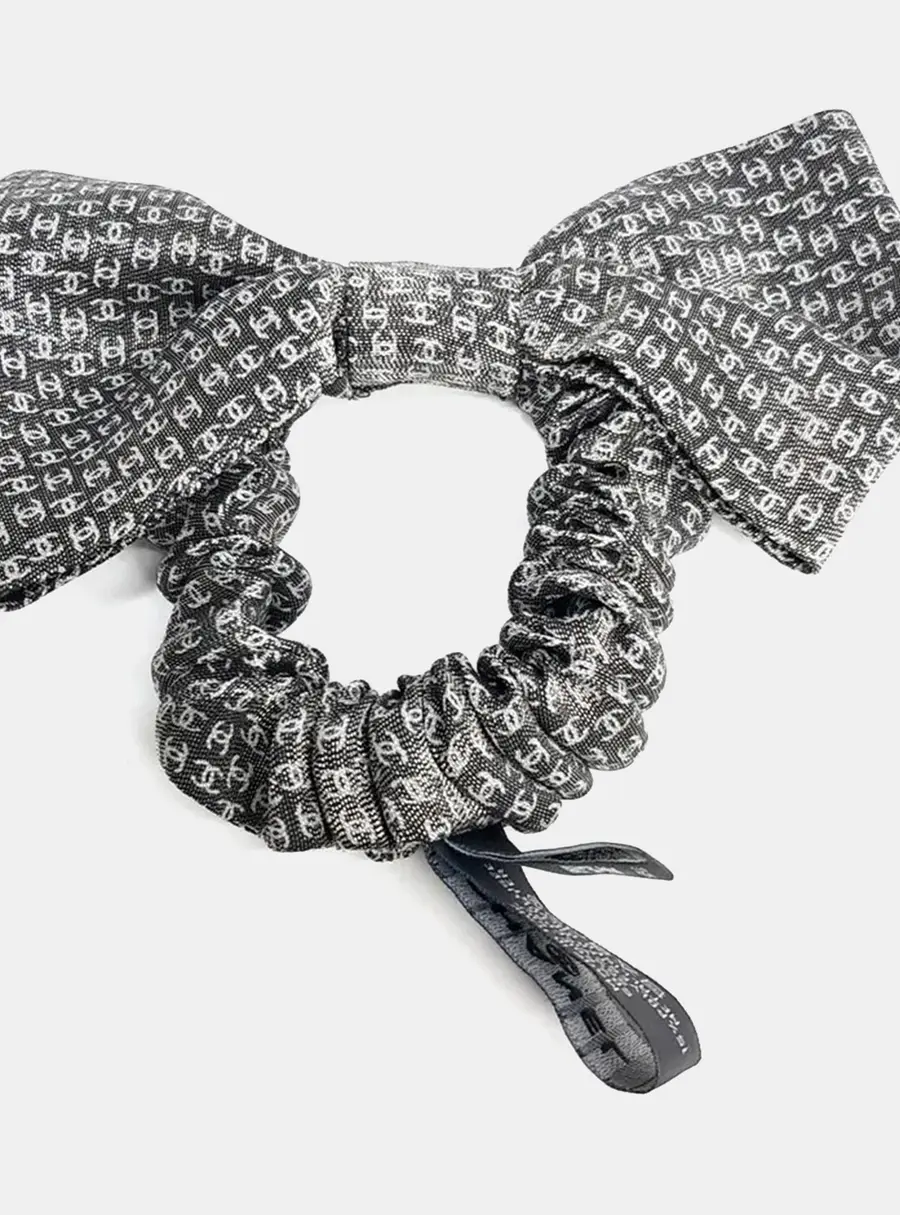 Chanel Grey Silk, Viscose Hair Scrunchie
