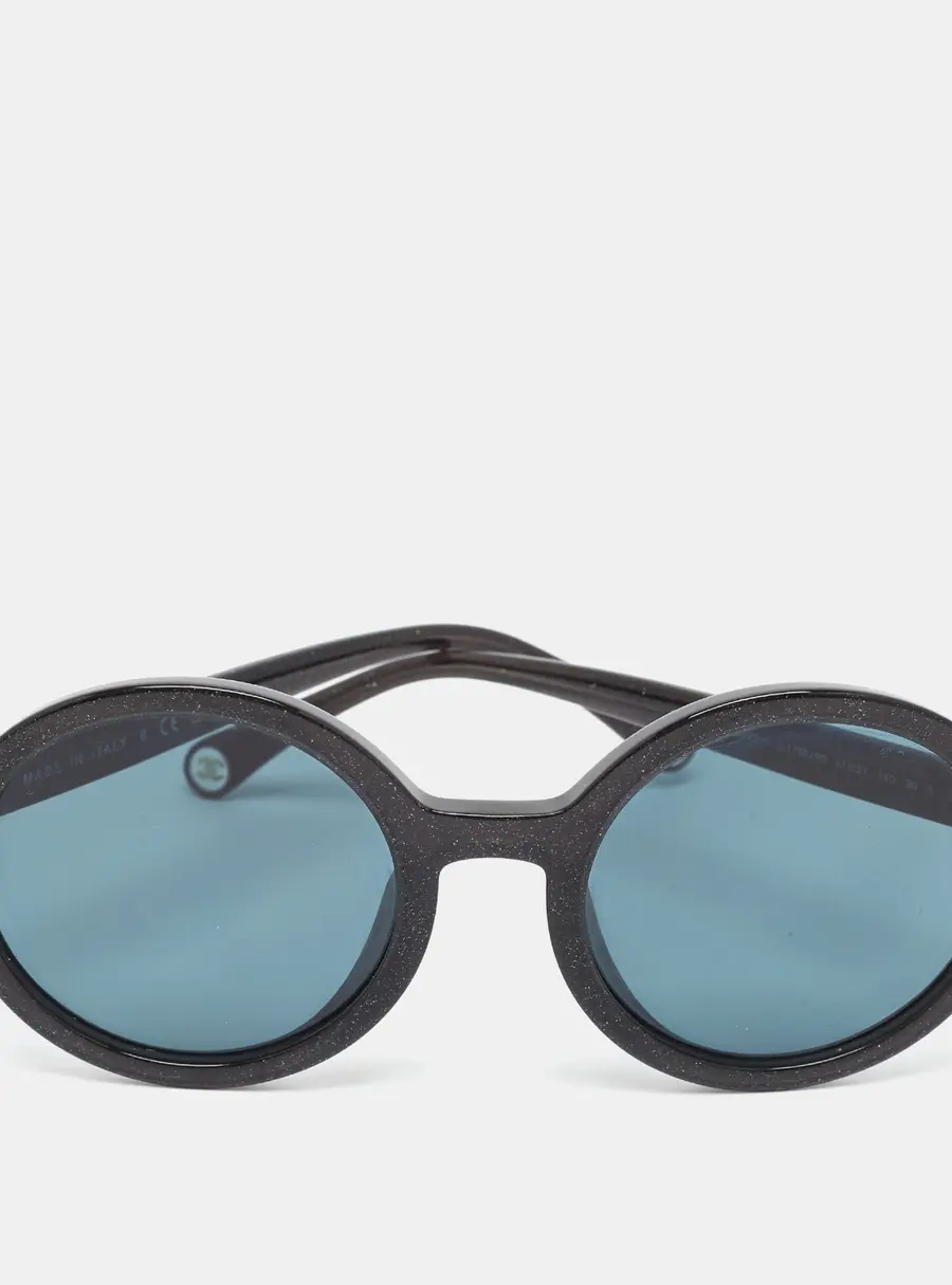 Chanel Black 5522 U Glitter Frame Round Sunglasses