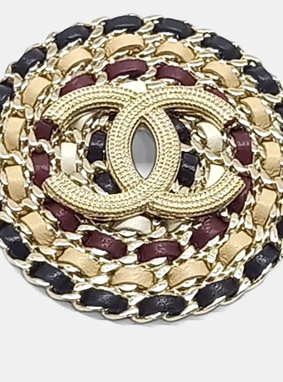 Chanel Gold Chain CC Logo Brooch