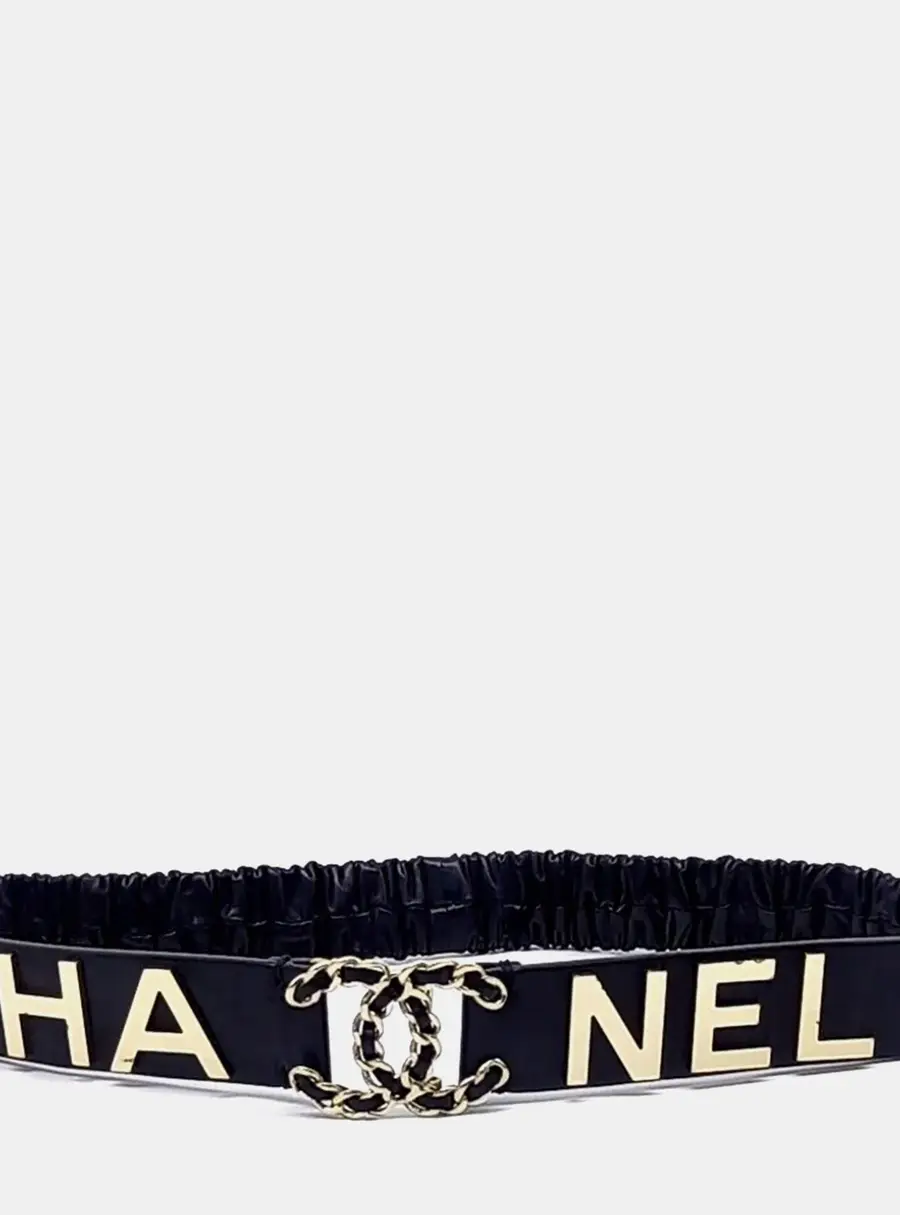 Chanel Leather logo banding belt