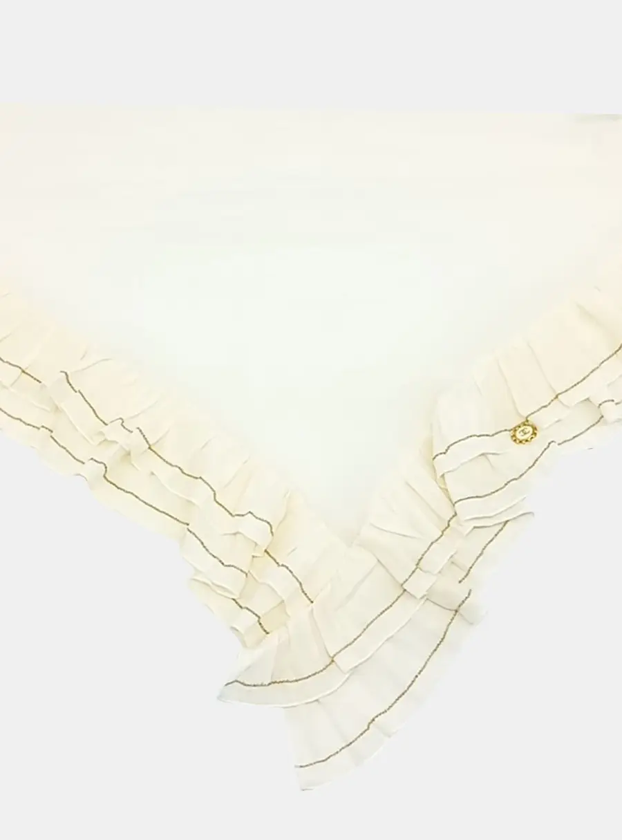 Chanel Cream Ruffled Triangle Scarf