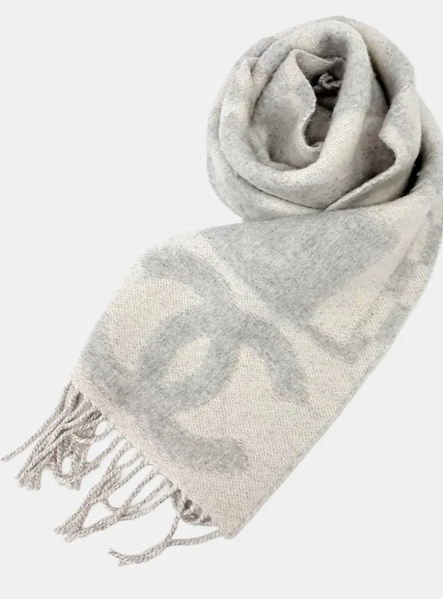 Chanel Grey Cashmere silk scarf