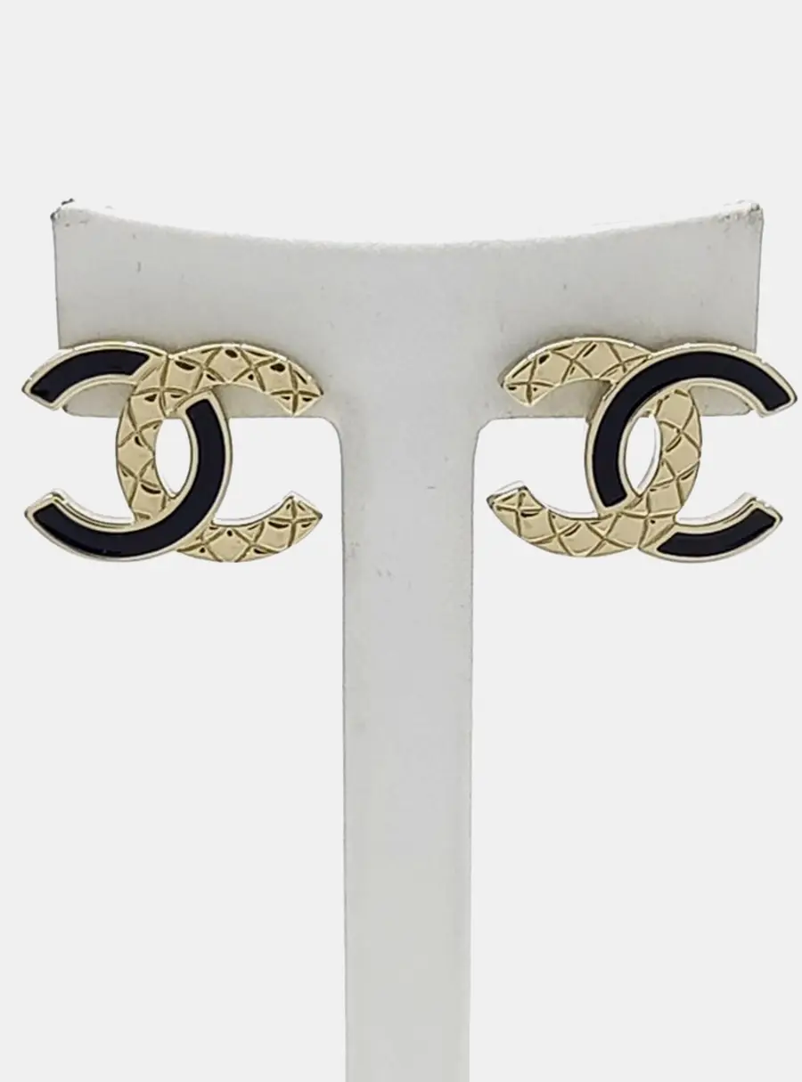 Chanel Metal logo earrings
