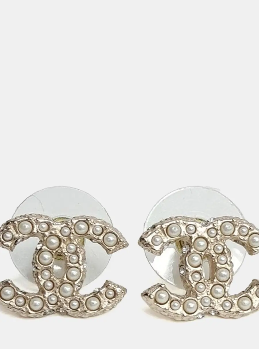 Chanel metal logo earrings