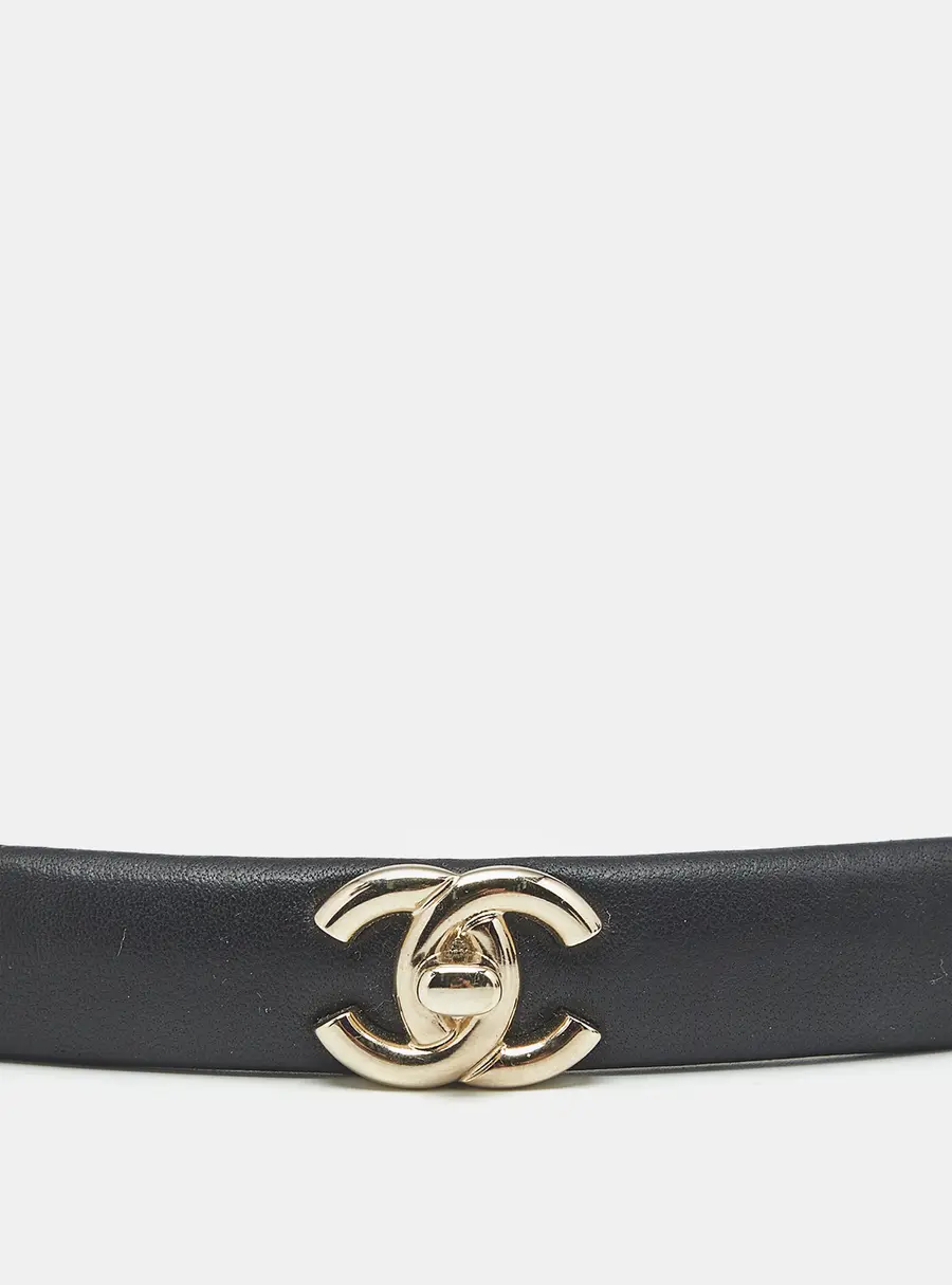 Chanel CC Leather Gold Tone Clip