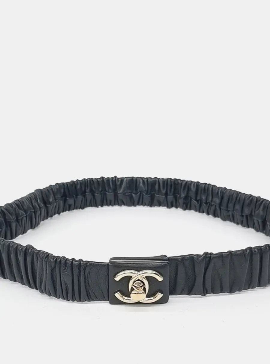 Chanel Black Leather Banding Belt