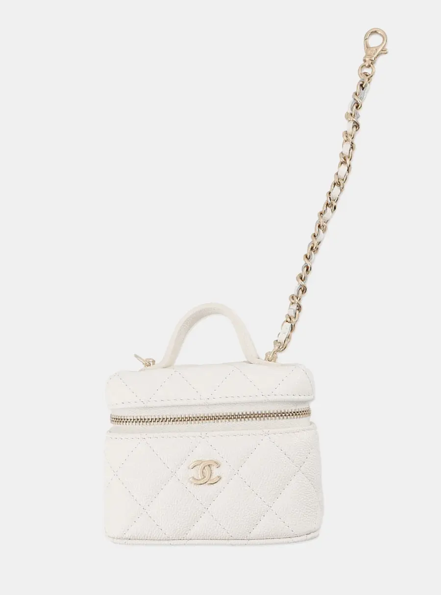 Chanel Classic Mini Bag Bag Charm White Caviar Leather