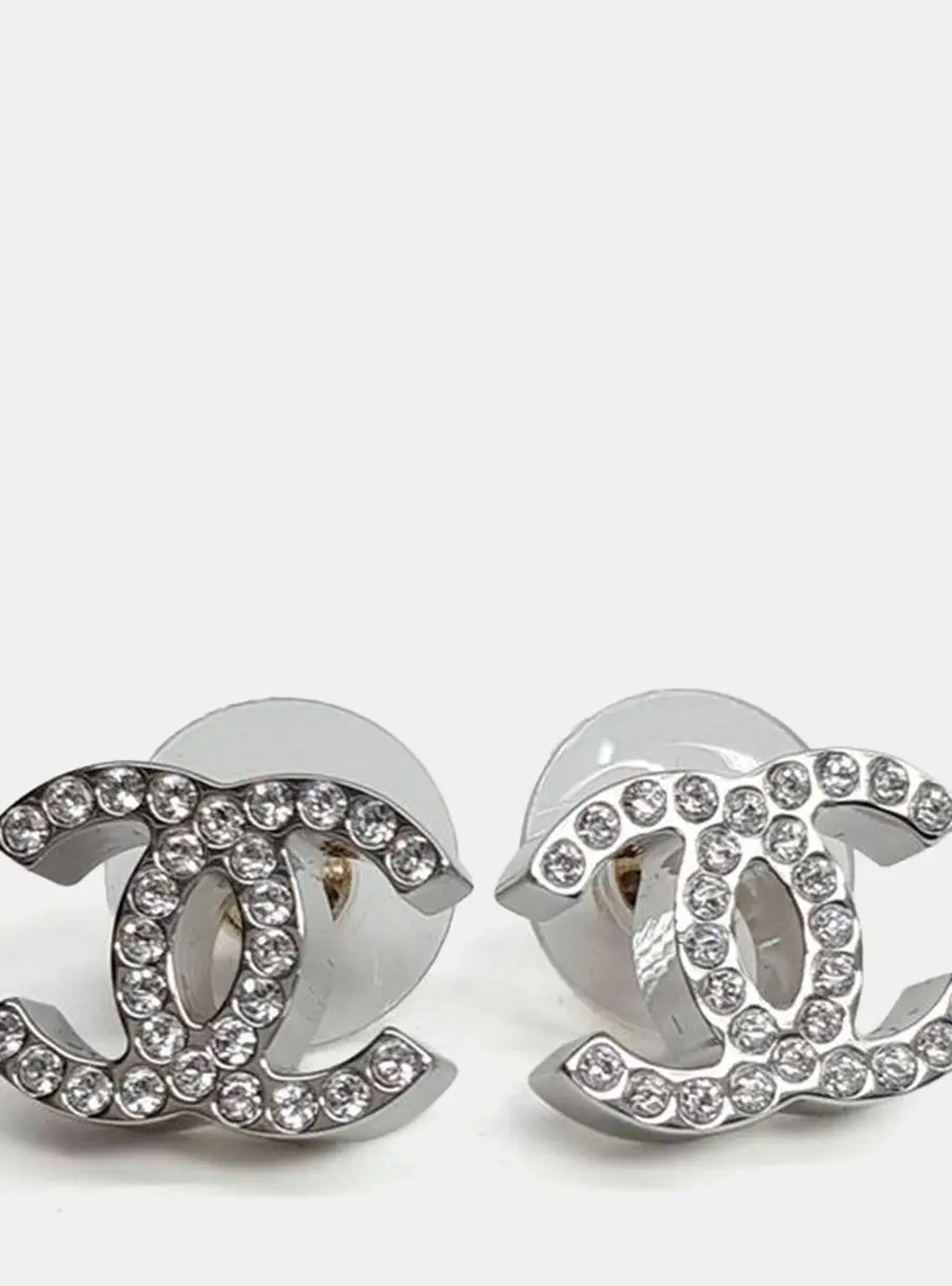 Chanel metal logo earrings