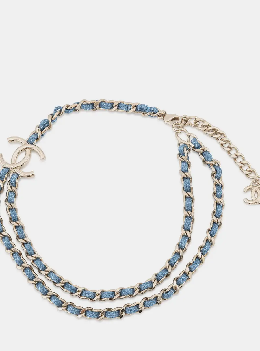 Chanel Denim Chainnecklace Blue Metal Denim