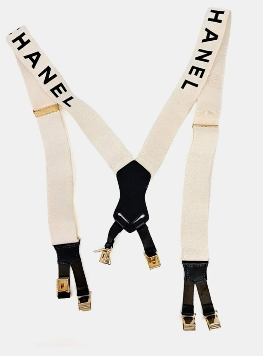 Chanel logo suspender belt