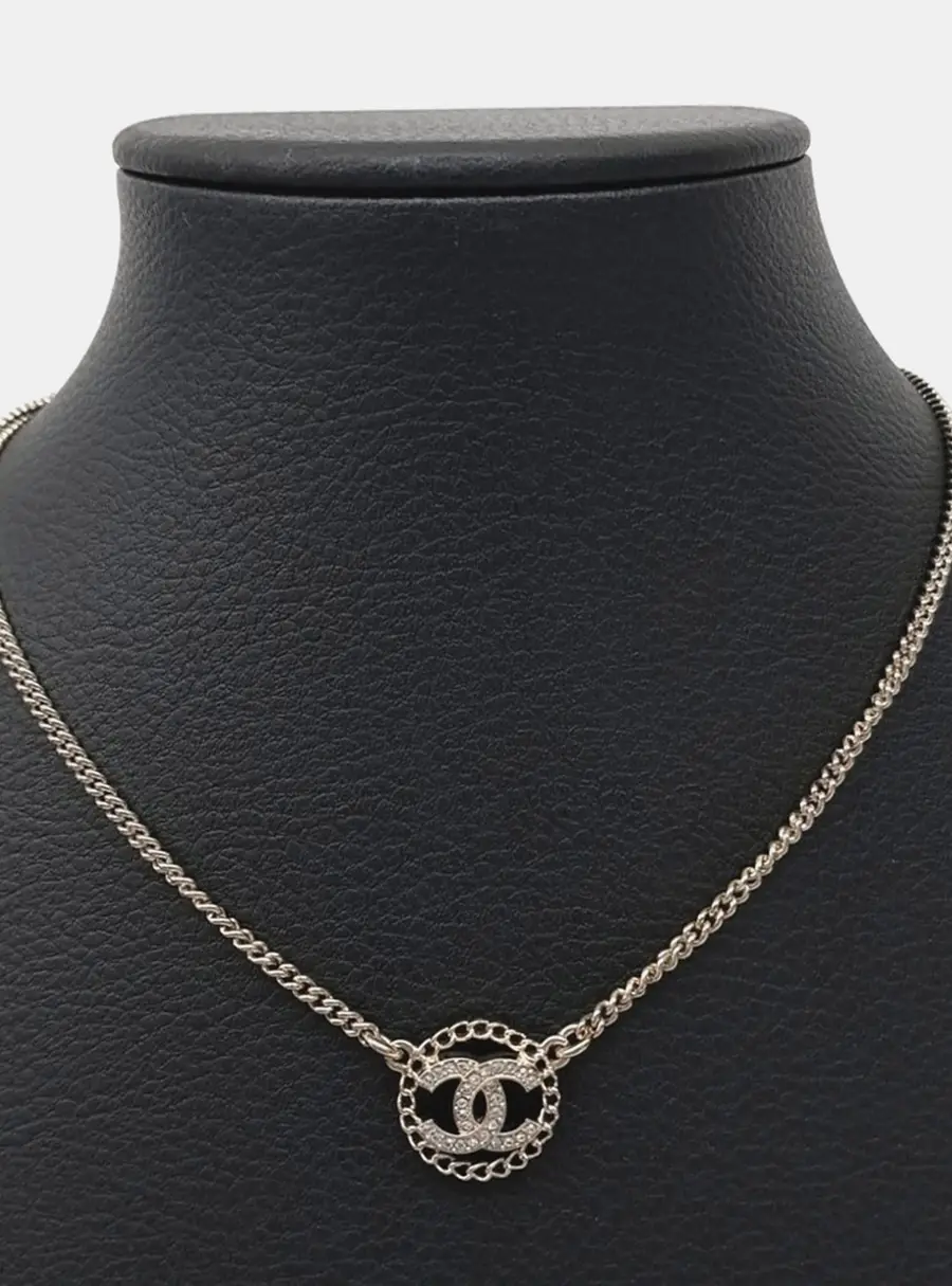 Chanel Logo Gold Tone Necklace