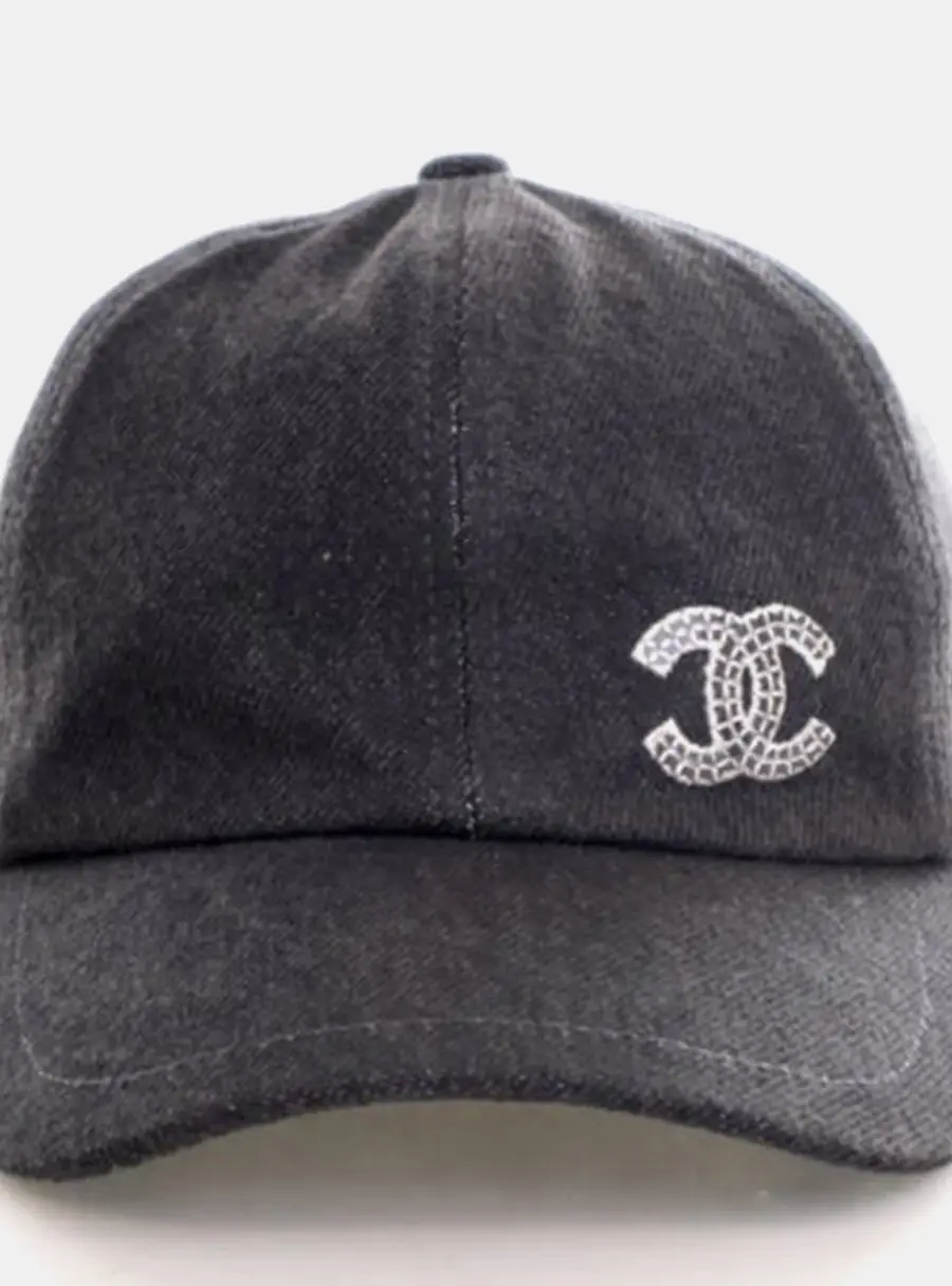 Chanel CC Grey Cotton Fabric Baseball Cap