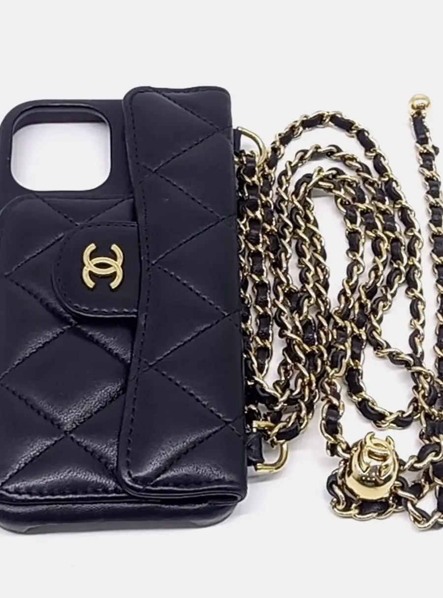 Chanel Golden Black Leather Ball iPhone 12 Pro Case