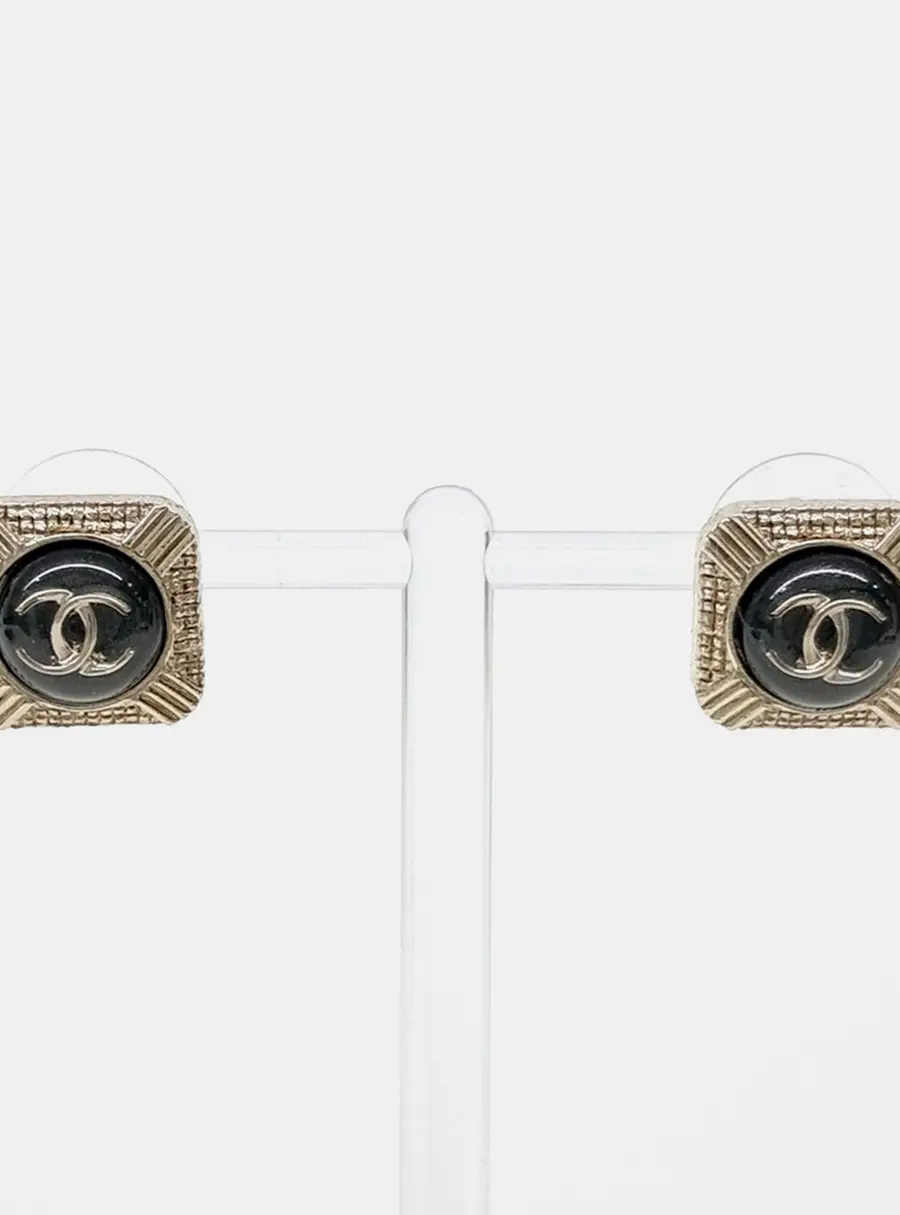 Chanel CC Black/Gold Earrings