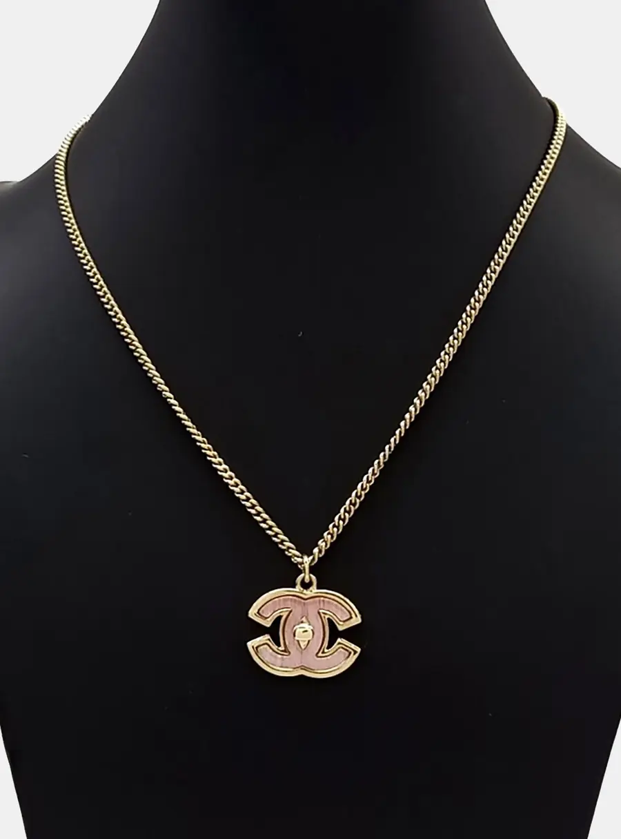 Chanel Metal logo necklace