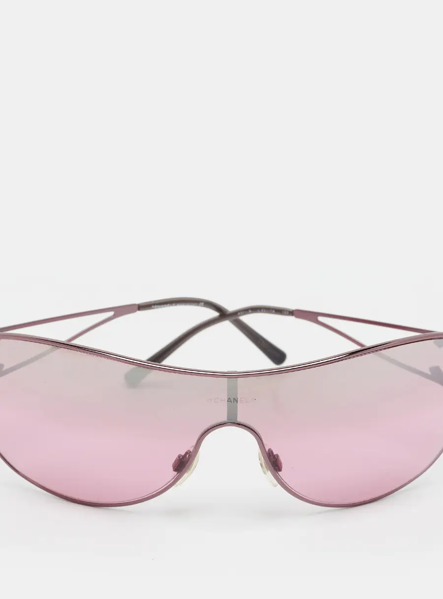 Chanel Purple 4071 B CC Crystal Embellished Shield Sunglasses