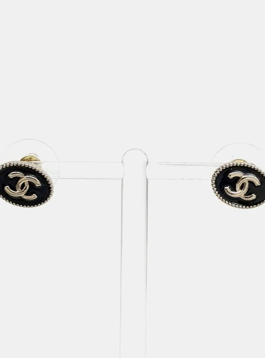 Chanel Small Round CC Button Earrings