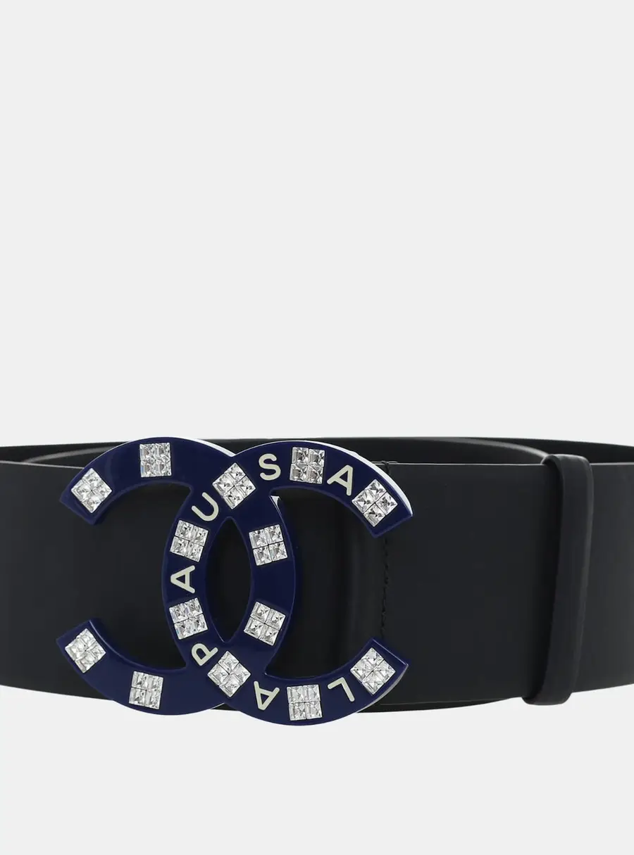 Chanel Cruise 2019 La Pausa Embellished CC Wide Leather Belt