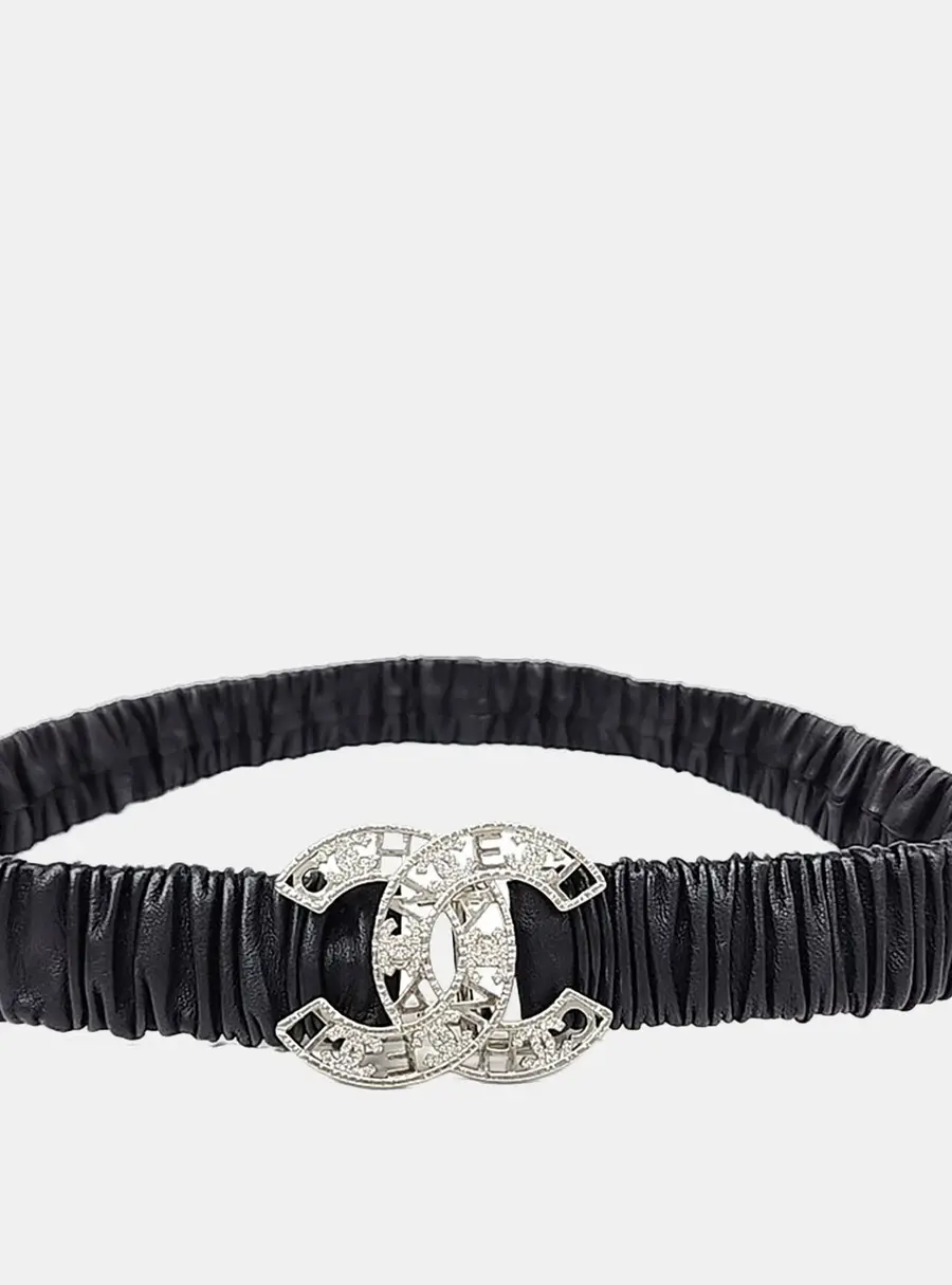 Chanel CC Black Leather Banding Belt