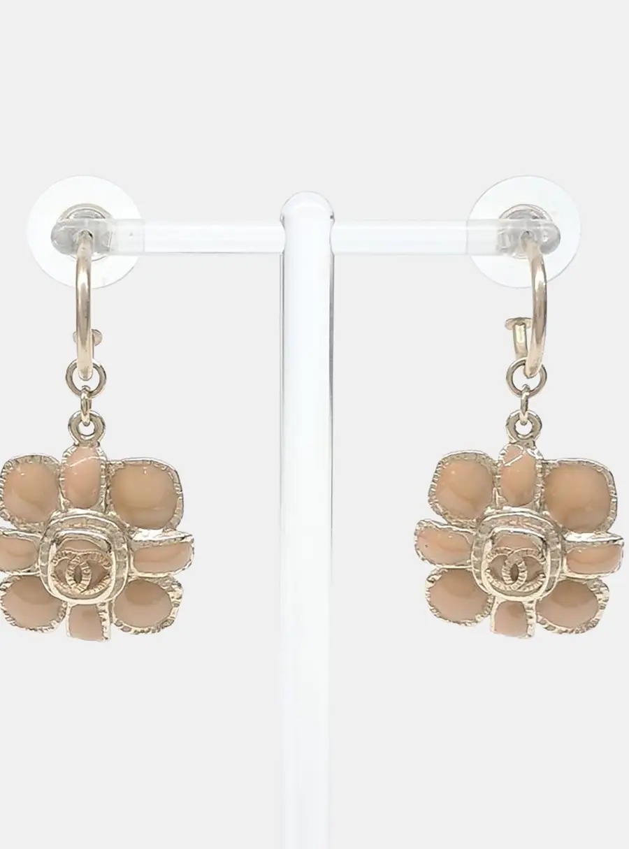 Chanel CC Camellia Drop Earrings