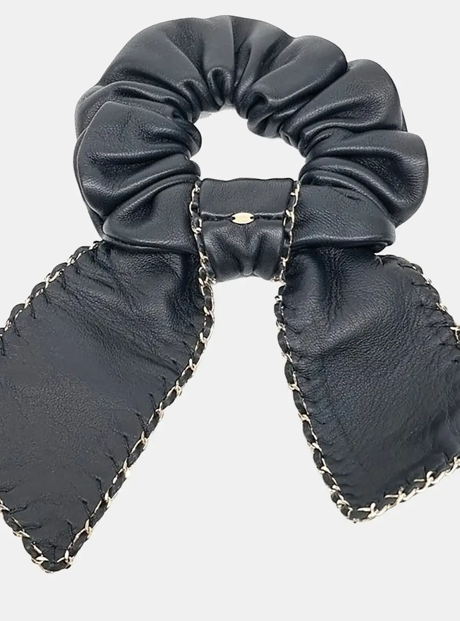 Chanel CC Black Leather Hairband
