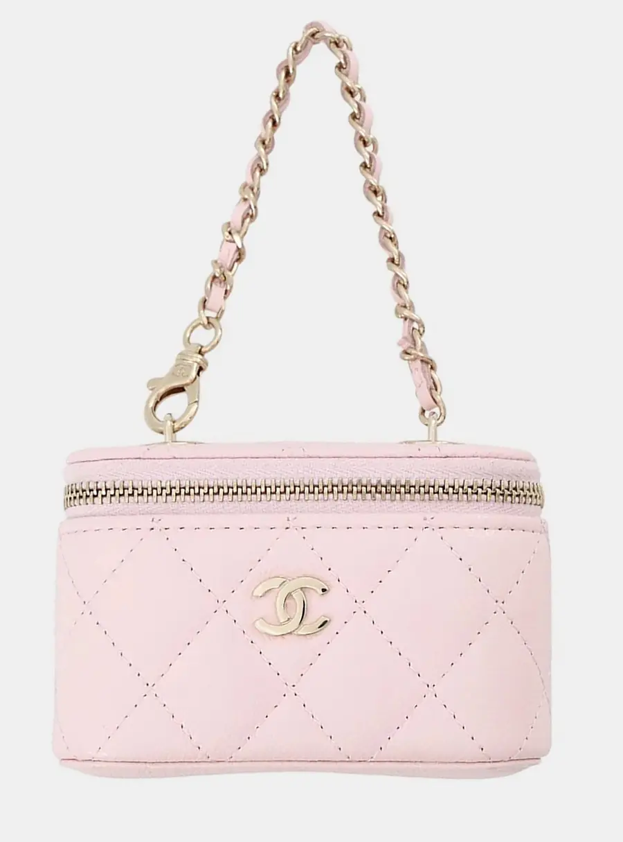 Chanel Classic Mini Bag Bag Charm Pink Caviar Leather