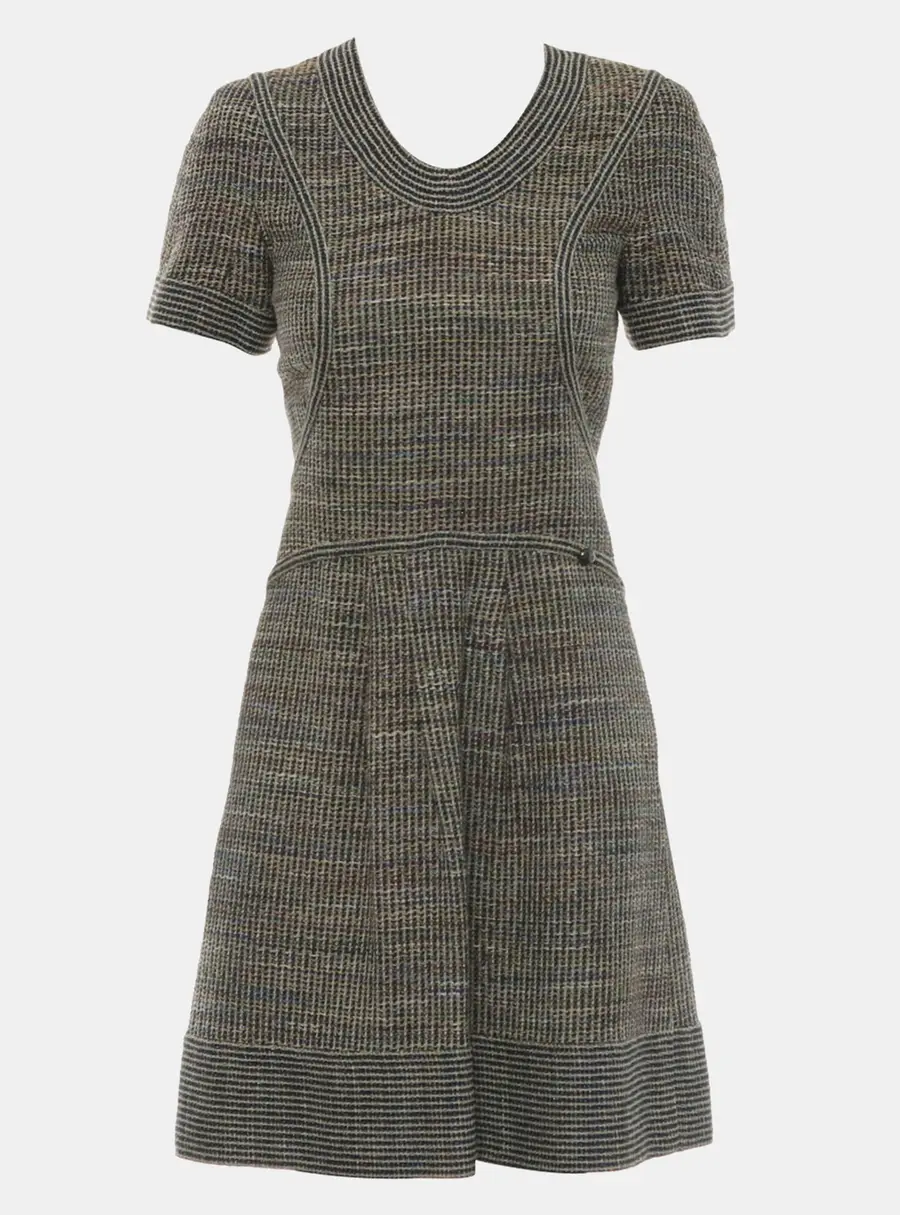 Chanel 2015 Multicolor Tweed Short-Sleeve Day Dress Size S