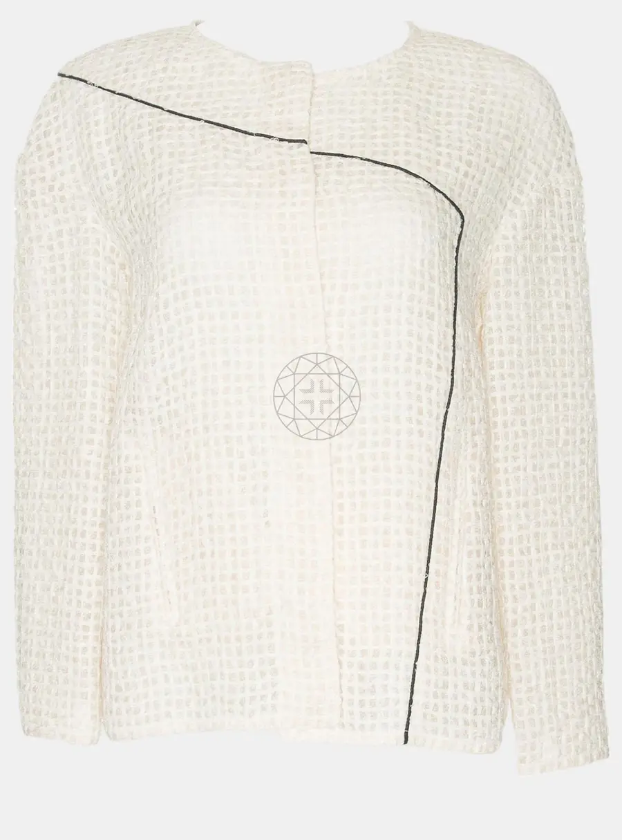 Chanel Cream Monochrome Mesh Large Women's Jacket