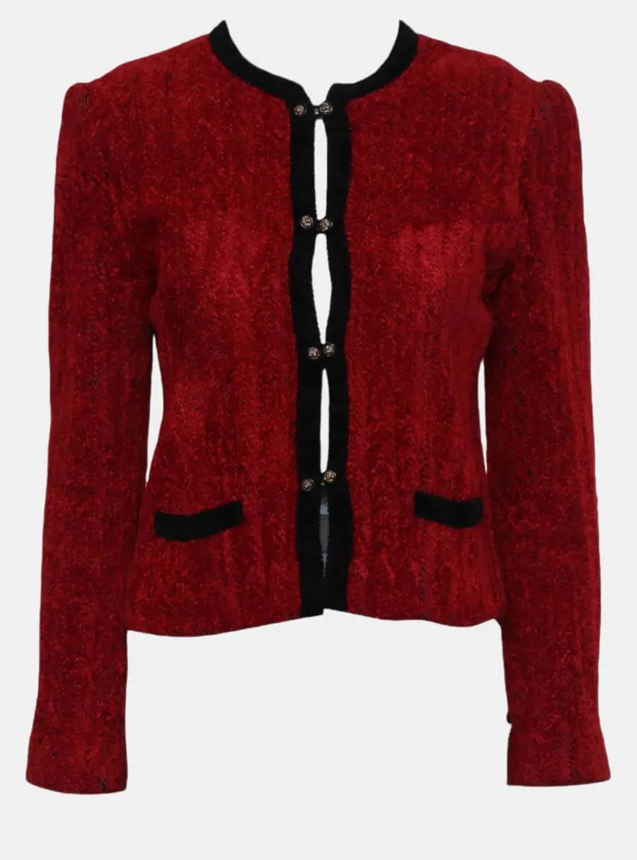 Chanel Vintage Créations Velvet Accent Collarless Women's Jacket M