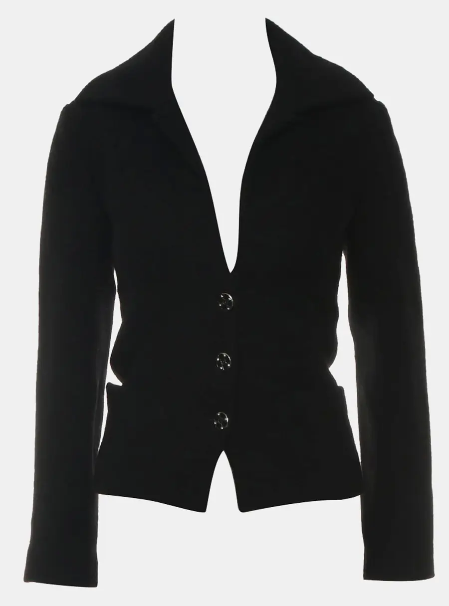 Chanel 22A/W Three -Buttons FR 34 Black Wool Women's Blazer