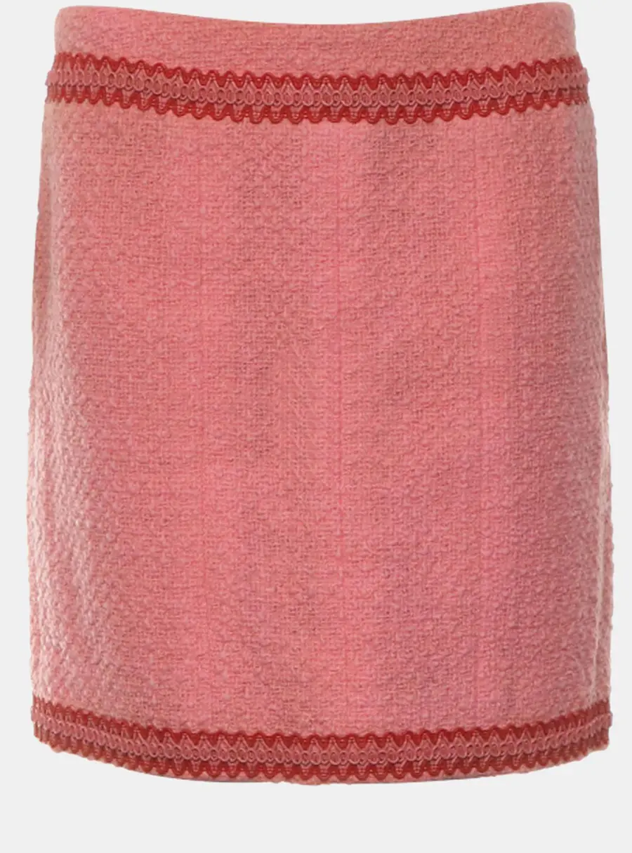 Chanel Pink Wool Vintage Tweed Skirt M