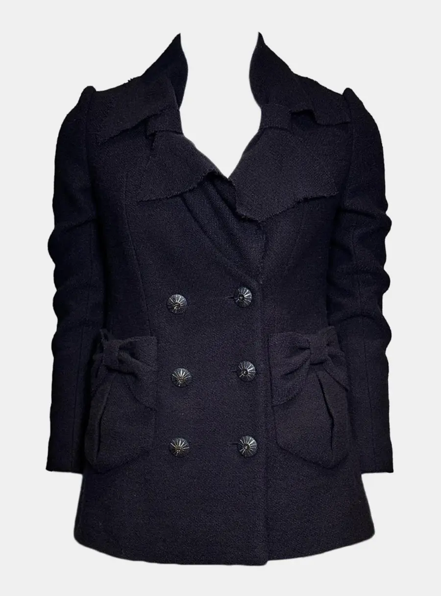 Chanel 2016 Black Wool Sun Buttons Jacket XS Women's Jackets and Blazer