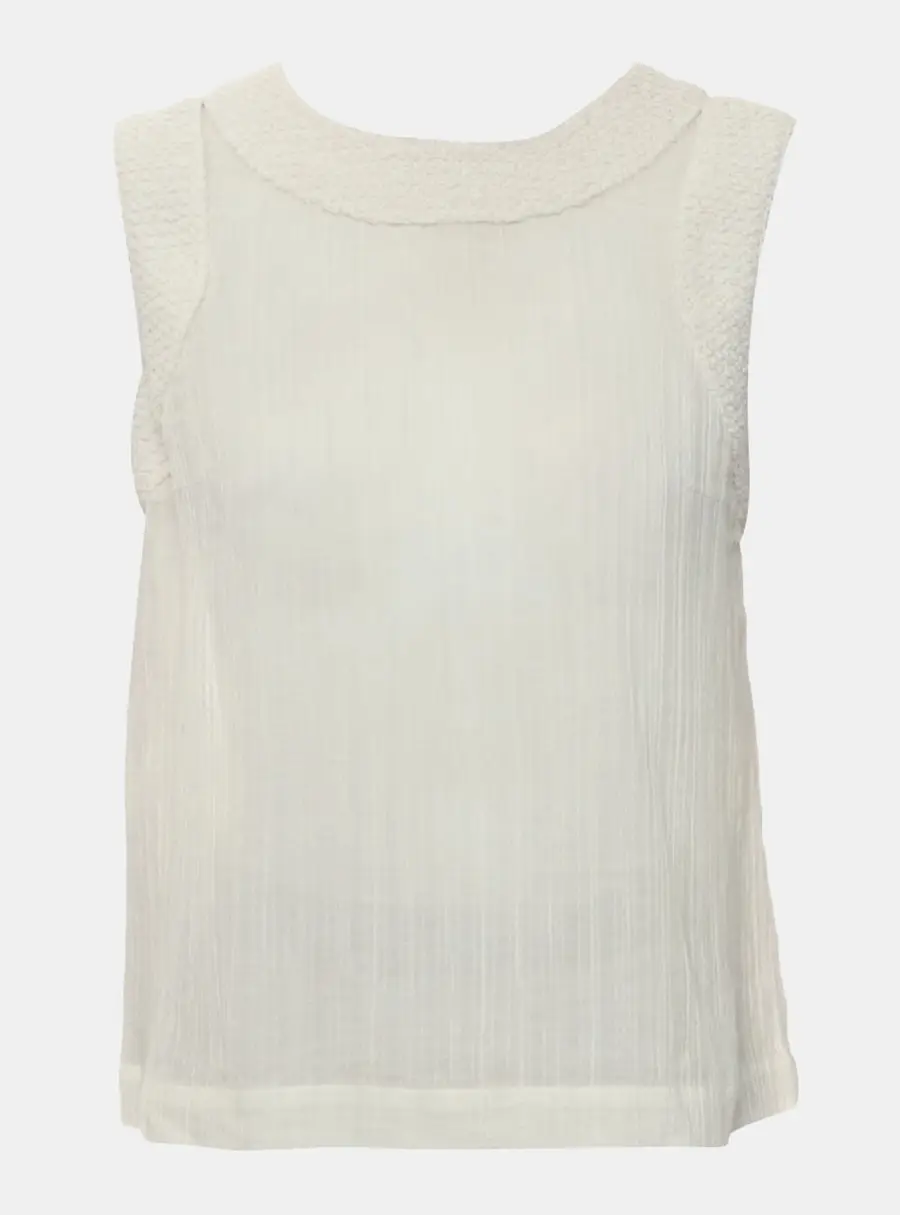 Chanel White Sleeveless Top M