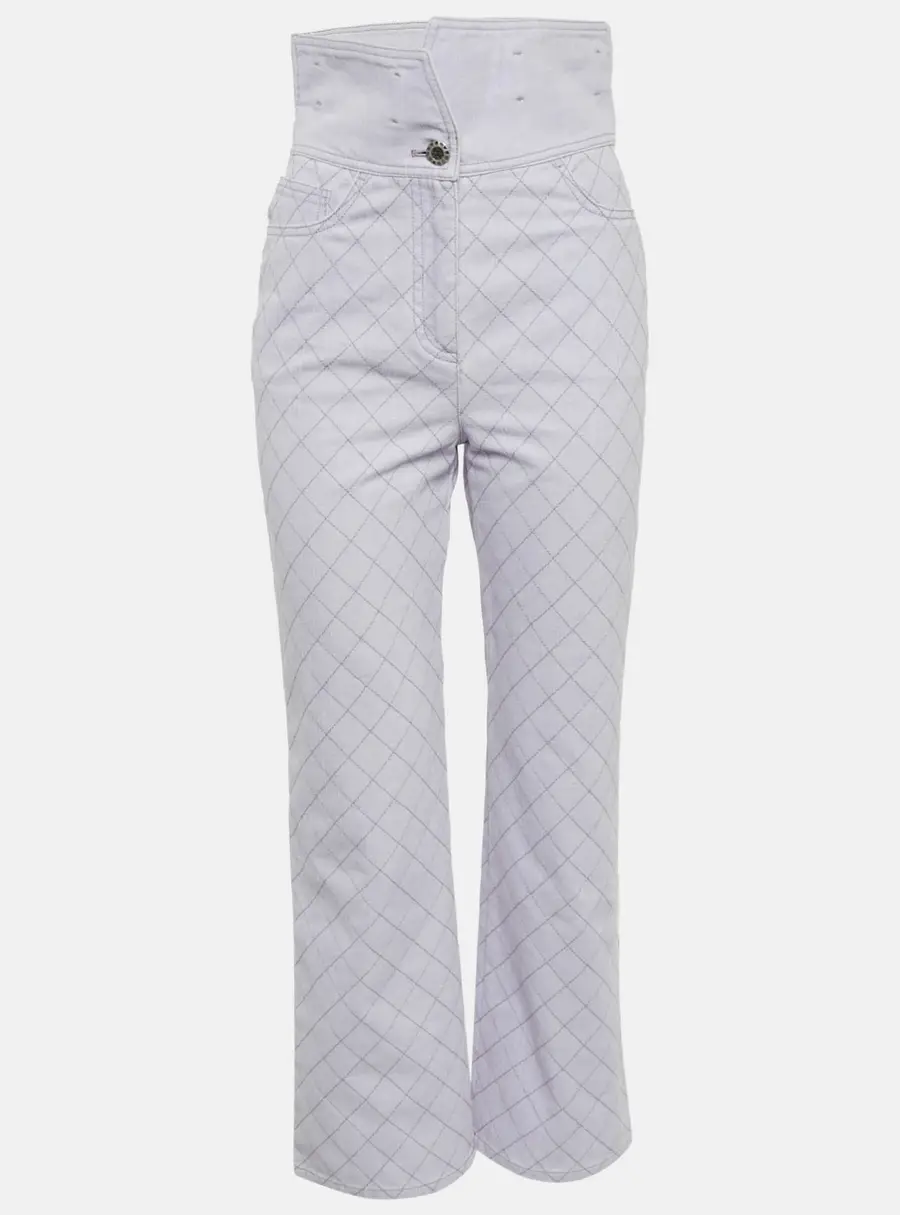 Chanel Light Purple Diamond Embroidered Jeans S Waist 28"