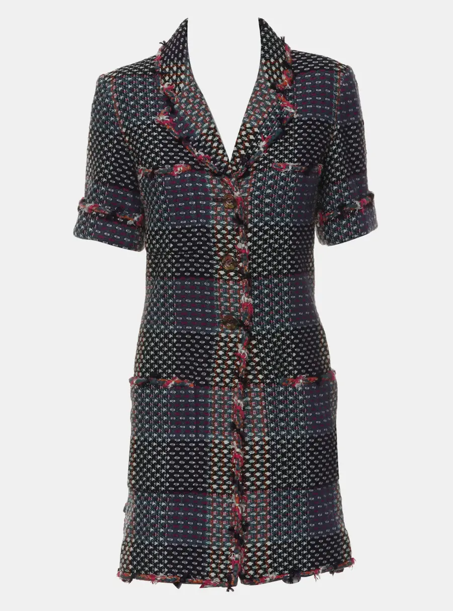 Chanel Multicolor Tweed Women's Long Jacket M