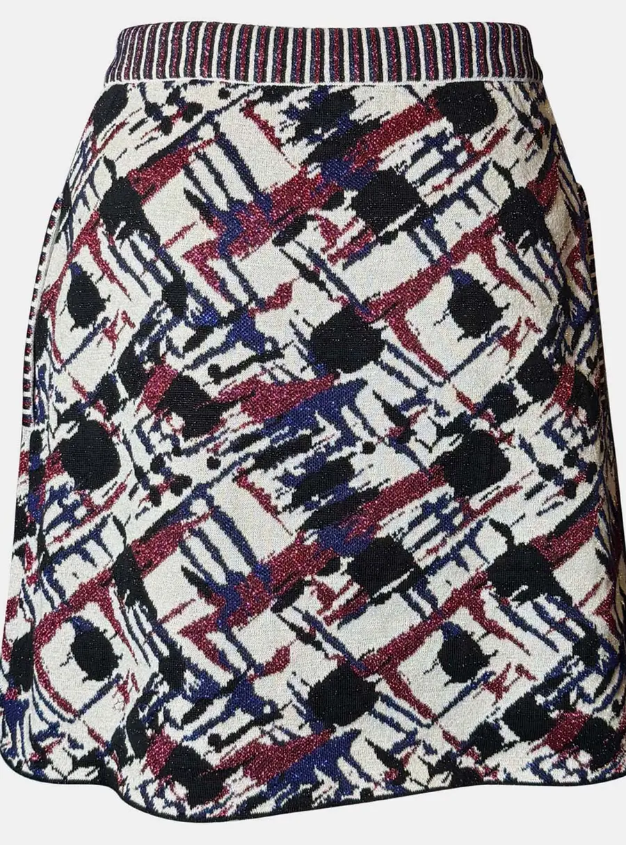 Chanel Multicolor Metallic Print Mini Skirt Size S Women's Skirt