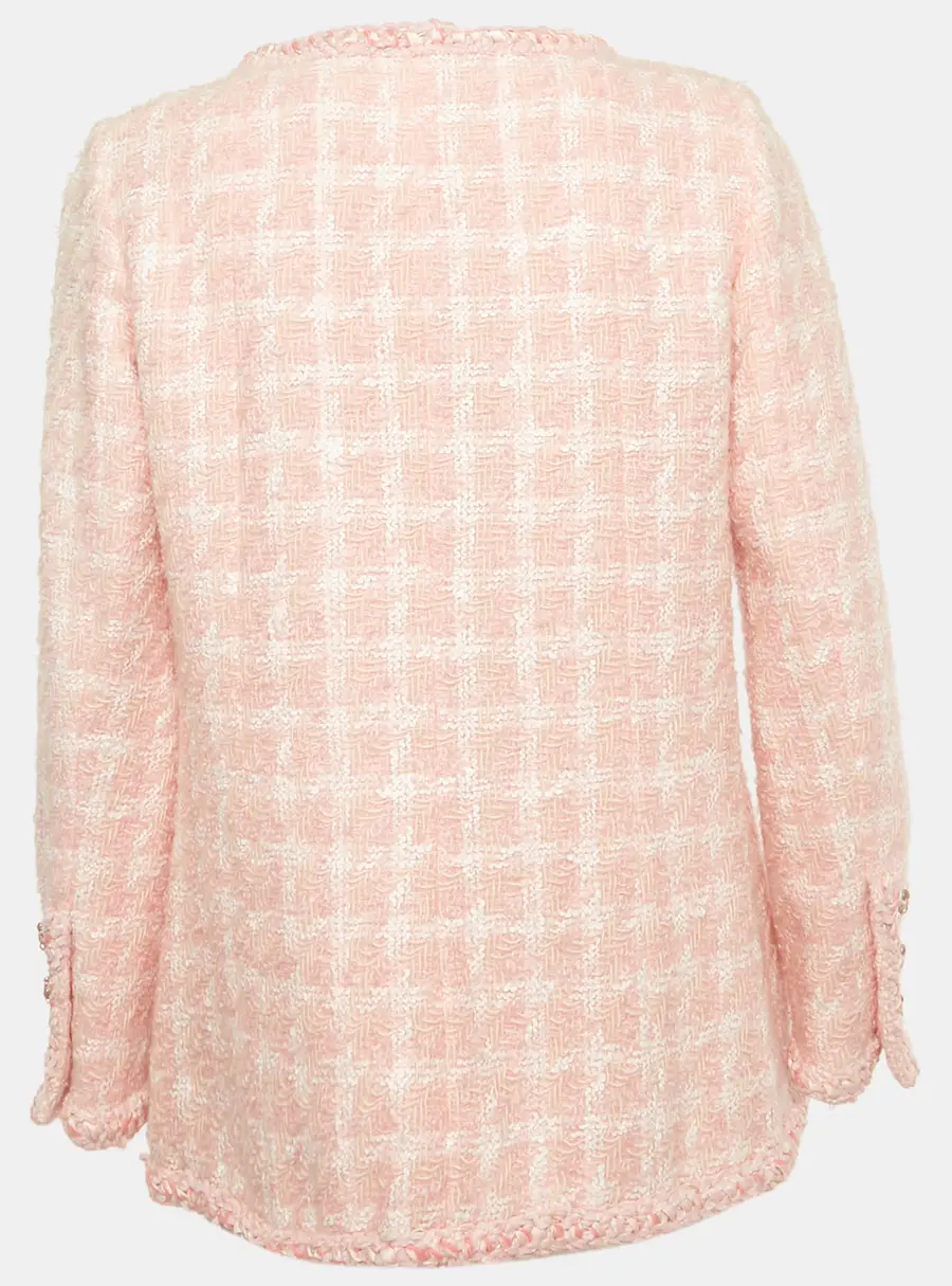 Chanel Pink Tweed Zip-Up Jacket M