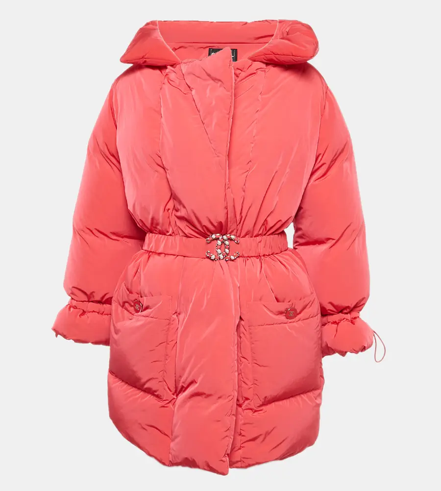 Chanel Pink Nylon Puffer Coat S