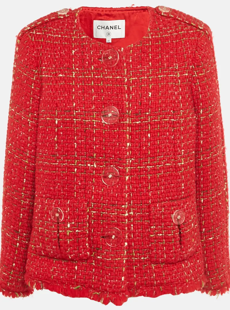 Chanel Red Tweed Big Buttons Jacket XXL