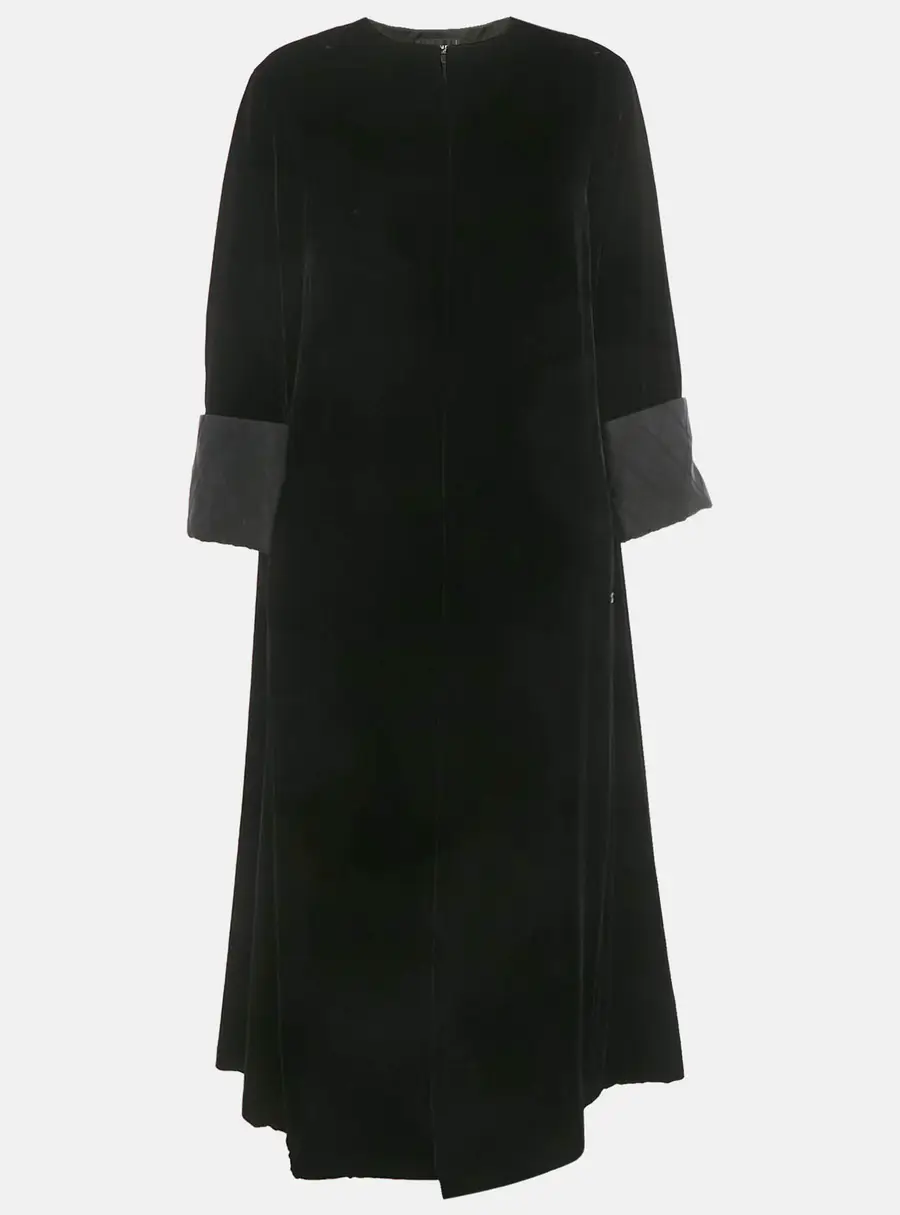 Chanel Black Velvet Long Cape Coat M