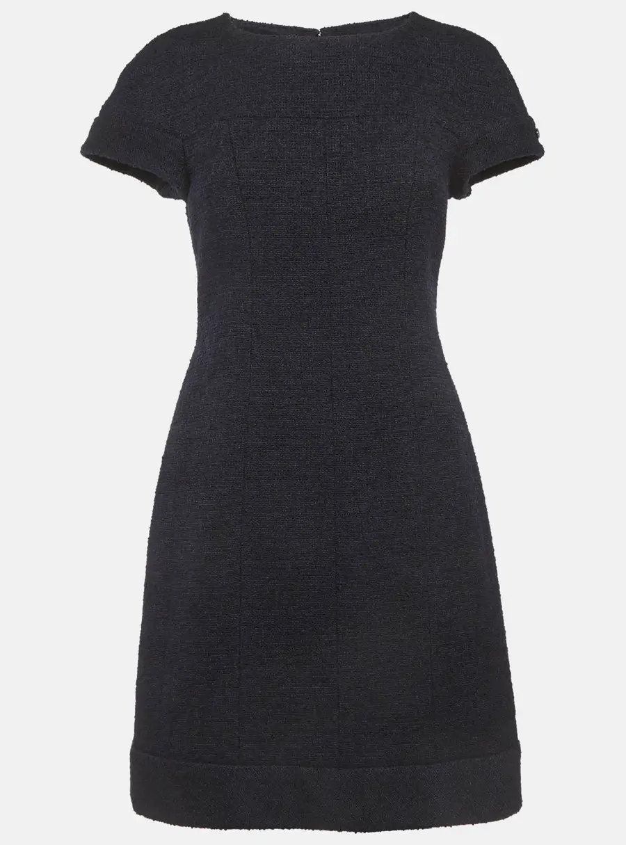 Chanel Navy Blue Tweed Mini Dress M