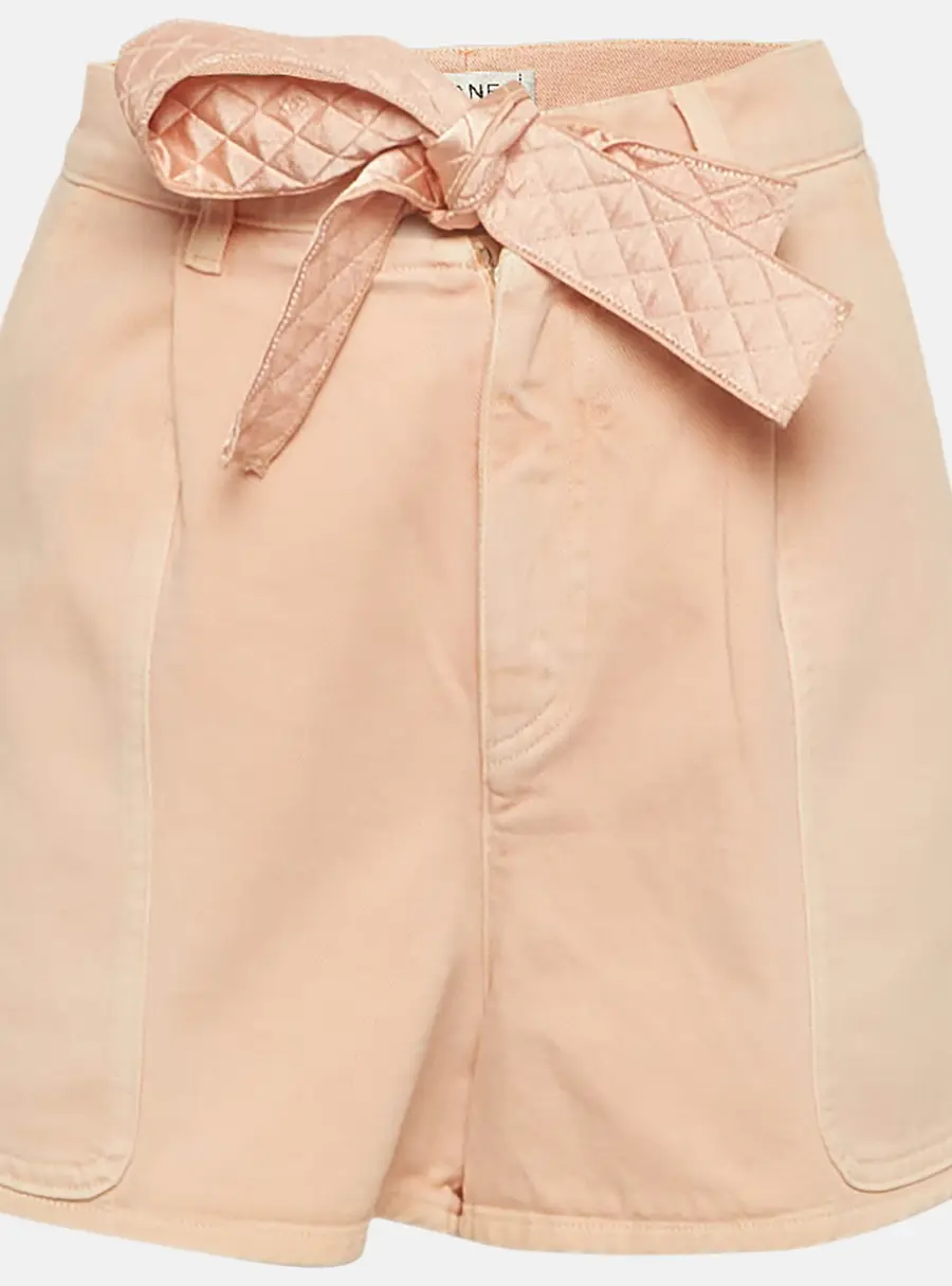 Chanel x Karl Lagerfeld Pink Cotton Drill Tie-Up Waist Shorts S