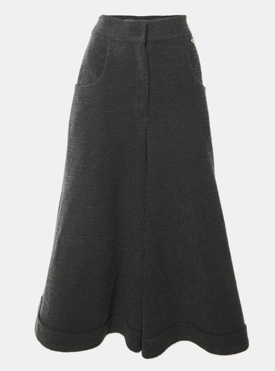 Chanel Grey Wool Wide Leg Culottes M
