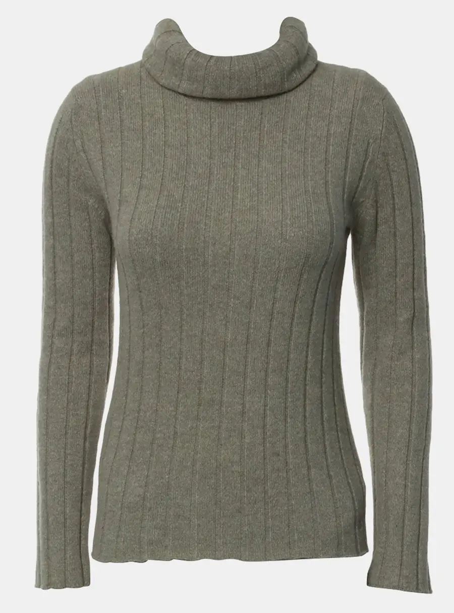 Chanel Brown Cashmere Turtleneck Sweater FR 38