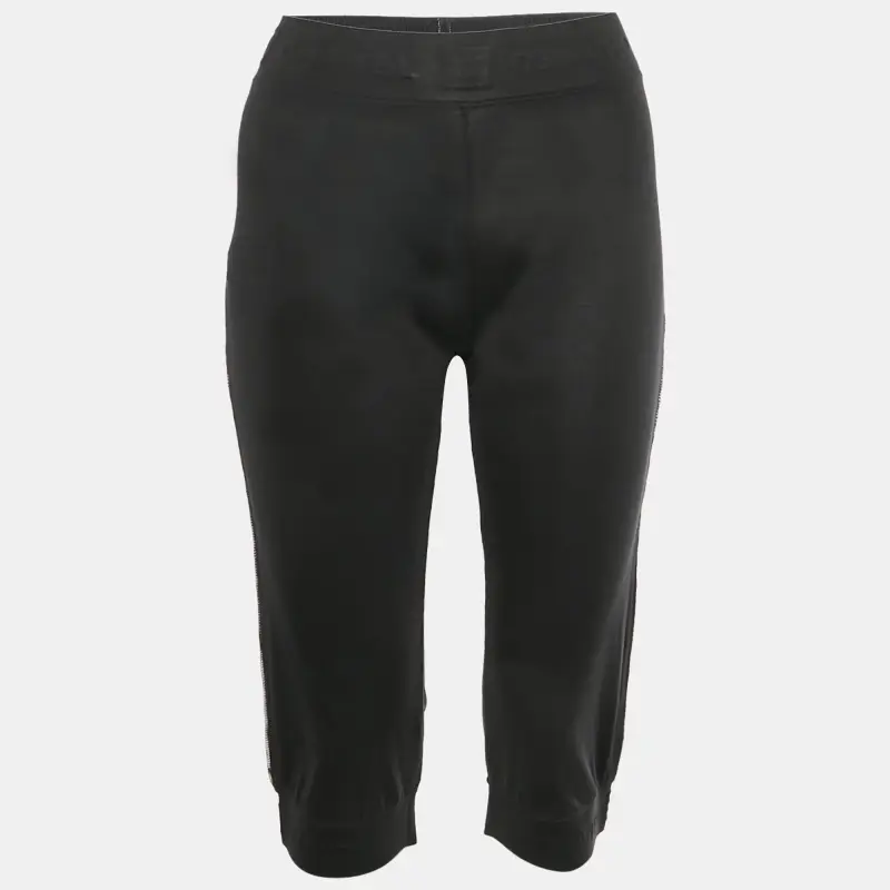 Chanel Black Embossed Logo Waistband Jersey Capri M